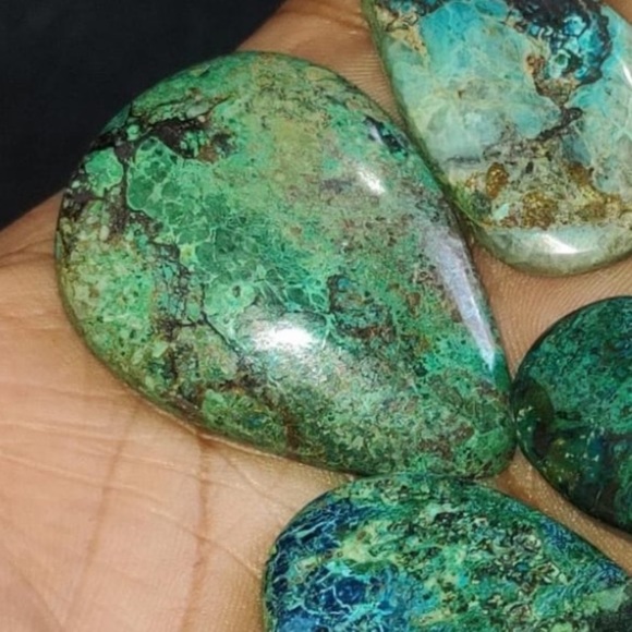 *SOLD*LARGE Chunky Chrysocolla Gemstone Pendant Necklace Sterling Silver 925 New - Picture 3 of 8